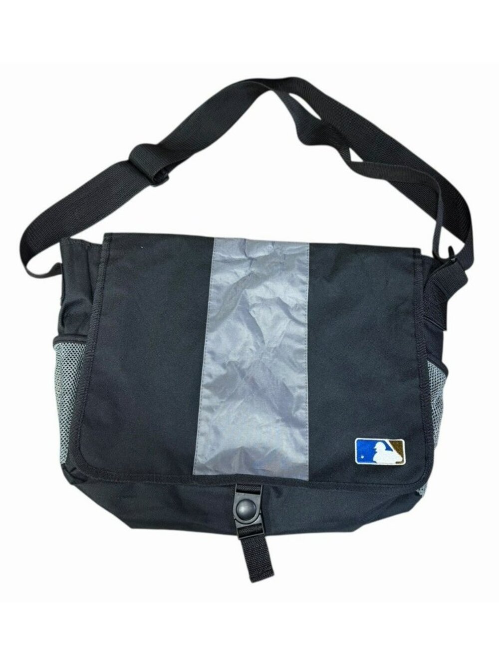HTF Vintage Major League Baseball MLB Laptop Messenger Bag Black Big Logo Blue